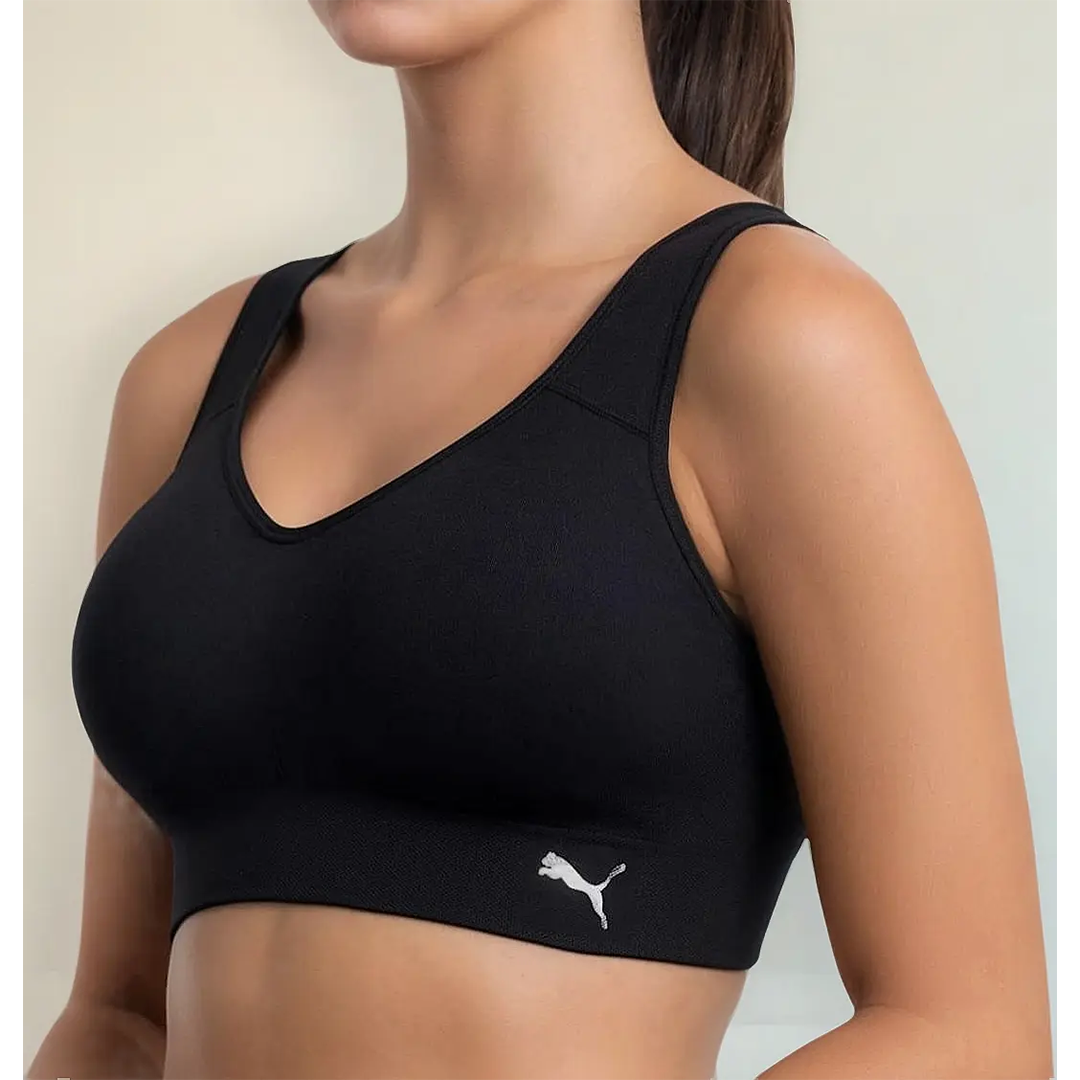 2 pack Sport Bra Puma Seamless DryCell Gris/Negro Logo N para Mujer