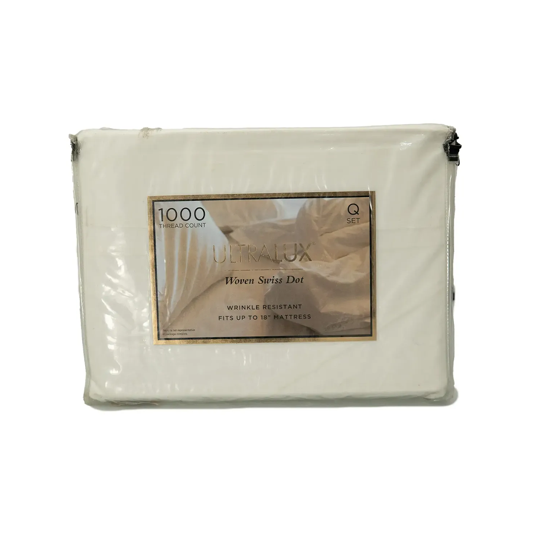 Juego de sabanas King Size 4 pzs Ultra Lux Oeko Tex Blanco con puntos
