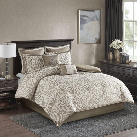 Juego De Edredón King Size Madison Park Jacquard 8 Pzs