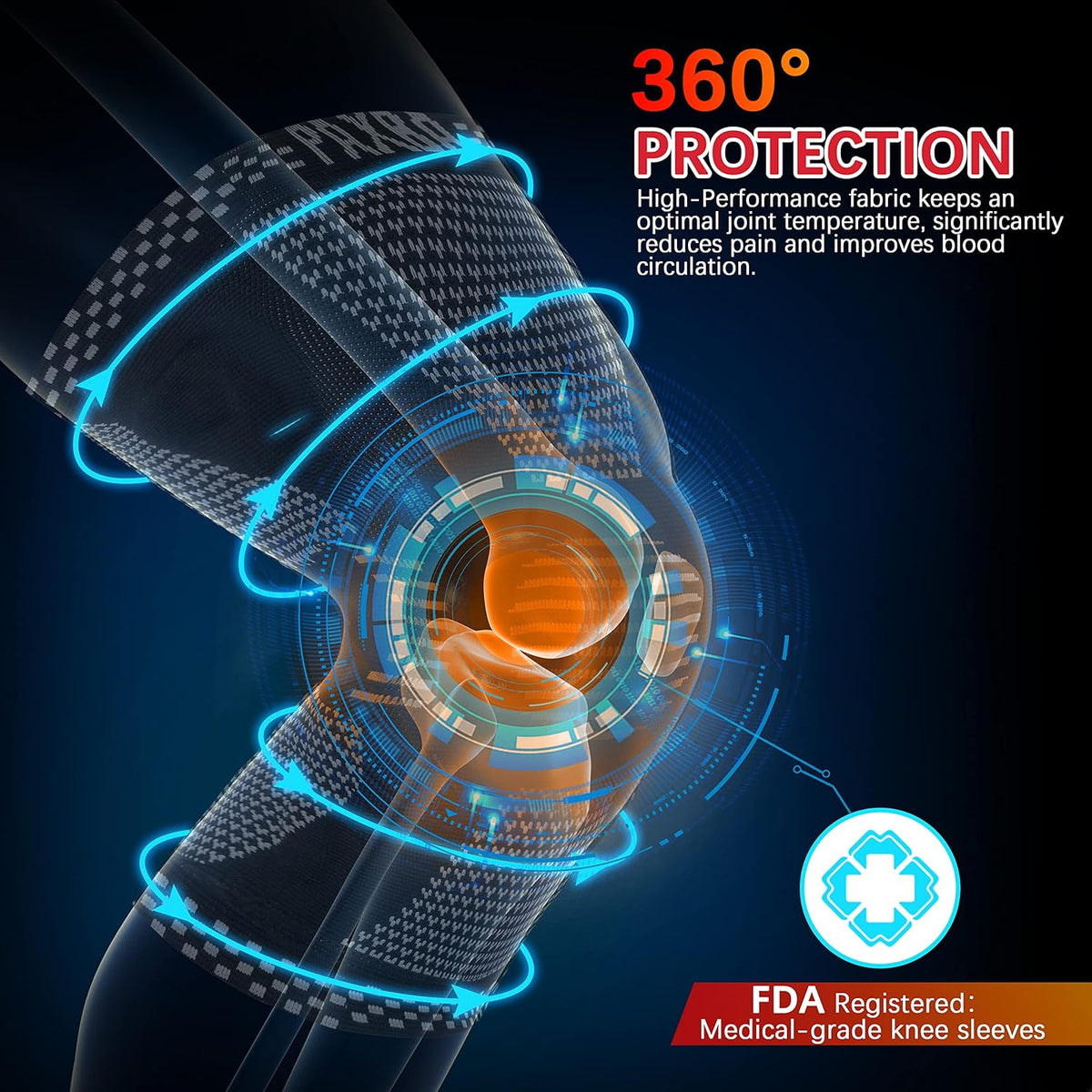 Rodillera de compresion Paxba Rodillera profesional de gel Negro