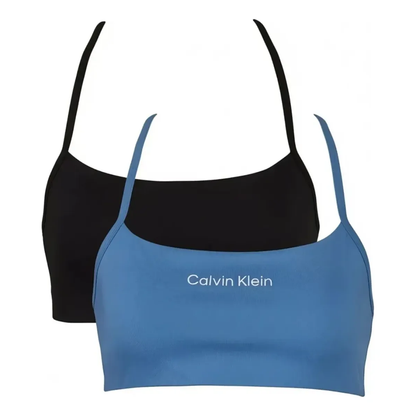 2 pack Sport Bra Calvin Klein Performance Microfiber Stretch Negro/Azul para Mujer