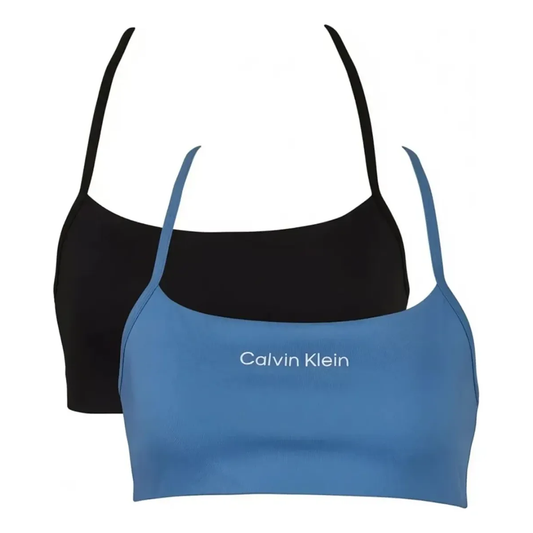 2 pack Sport Bra Calvin Klein Performance Microfiber Stretch Negro/Azul para Mujer