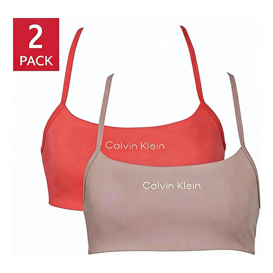 2 pack Sport Bra Calvin Klein Performance Microfiber Stretch Naranja rojizo/ Fresco para Mujer
