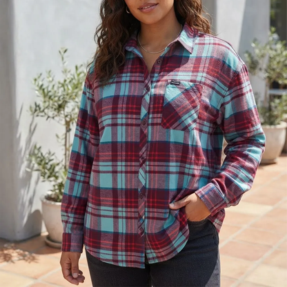 Camisa manga larga Columbia Simply Put Verde/Tinto para Mujer