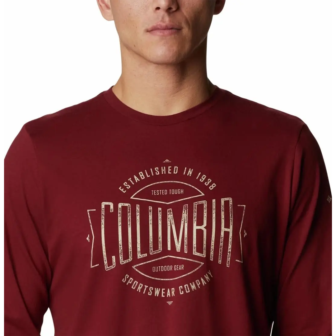 Playera manga larga Columbia Tested Tough 1938 Vino para Hombre