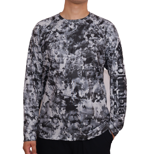Playera manga larga Columbia Super Deep Wave Camuflaje Negro para Hombre