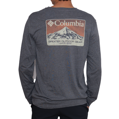 Playera manga larga Columbia Mountain Greater Outdoor Gear Gris para Hombre