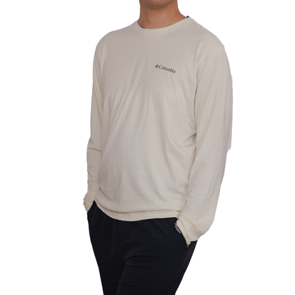 Playera manga larga Columbia Mountain Ore Usa Crema para Hombre