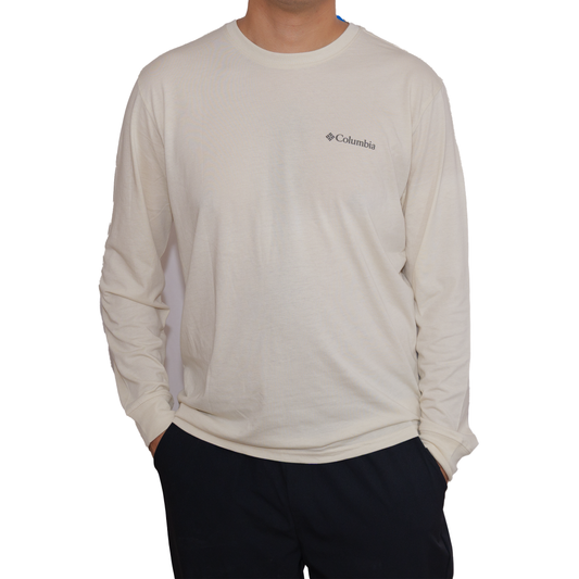 Playera manga larga Columbia Mountain Ore Usa Crema para Hombre