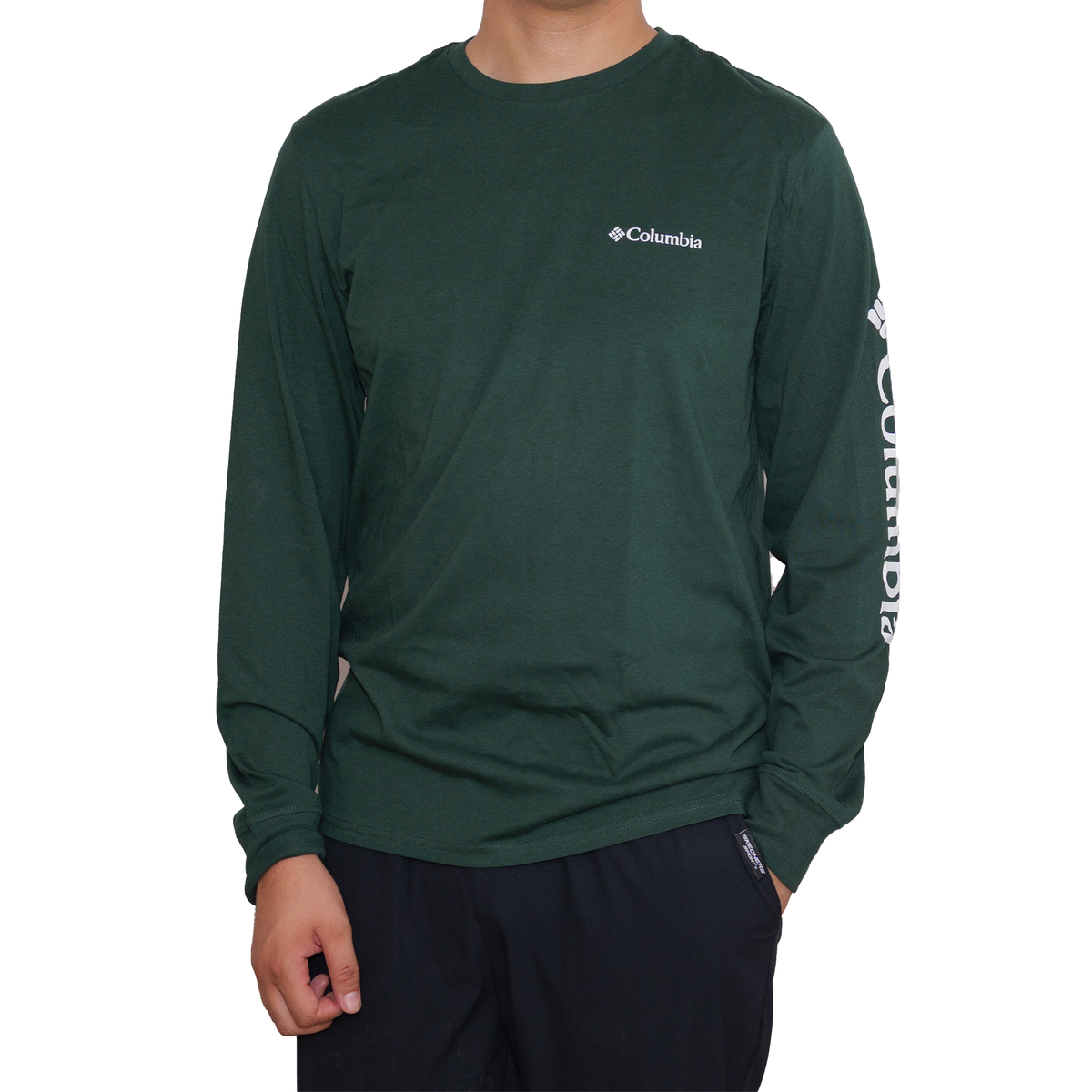 Playera manga larga Columbia Small Logo front Verde oscuro para Hombre