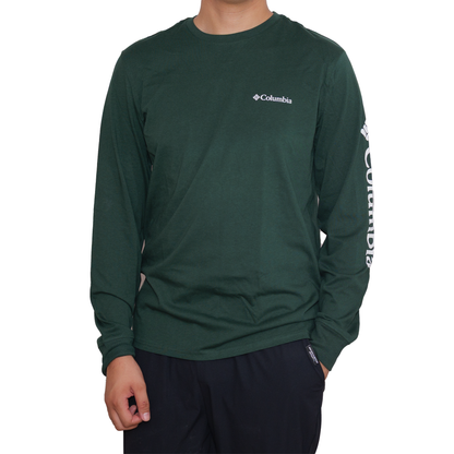 Playera manga larga Columbia Small Logo front Verde oscuro para Hombre