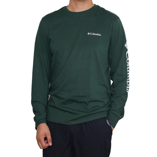 Playera manga larga Columbia Small Logo front Verde oscuro para Hombre