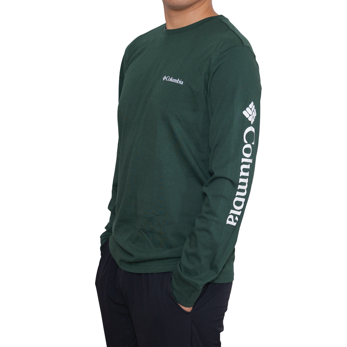 Playera manga larga Columbia Small Logo front Verde oscuro para Hombre