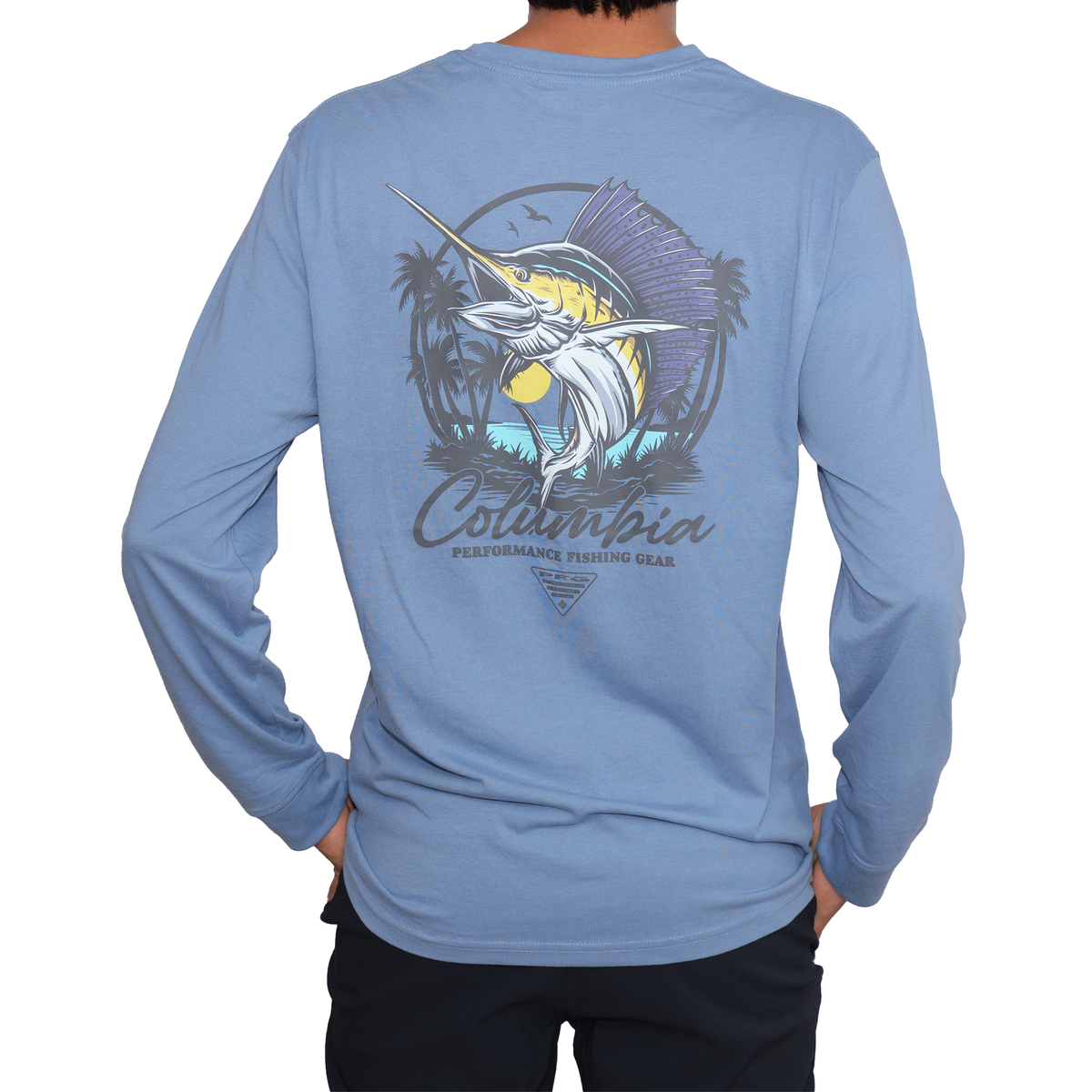 Playera manga larga Columbia swordfish Azul Acero para Hombre
