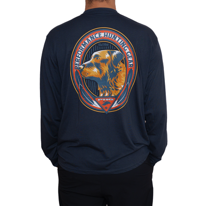 Playera manga larga Columbia PHG Golden Retriever Azul Noche para Hombre
