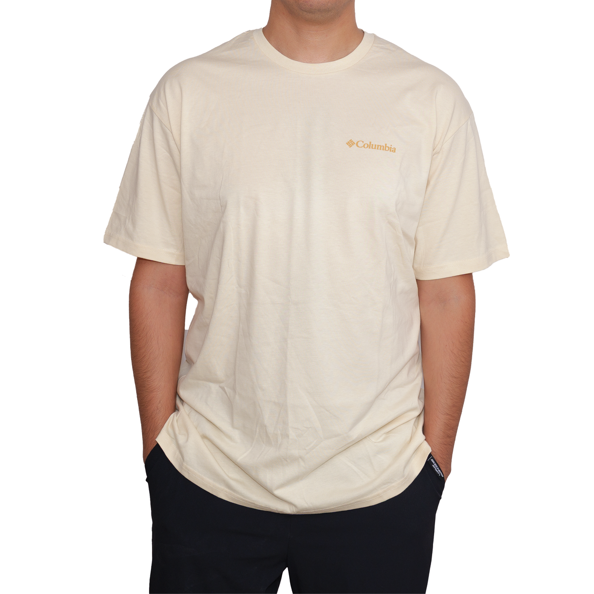 Playera manga corta Columbia Camper Explore The Outdoors Crema para Hombre