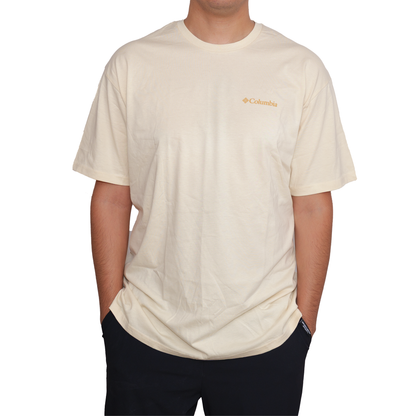 Playera manga corta Columbia Camper Explore The Outdoors Crema para Hombre