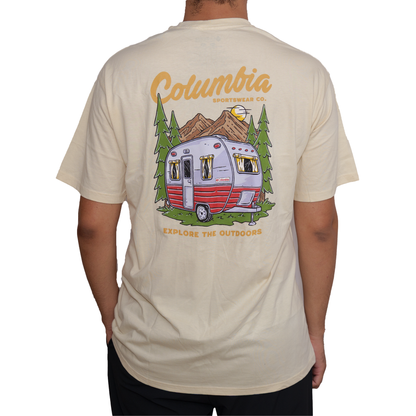 Playera manga corta Columbia Camper Explore The Outdoors Crema para Hombre