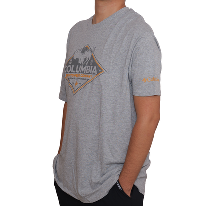 Playera manga corta Columbia Diamond Bison Gris para Hombre