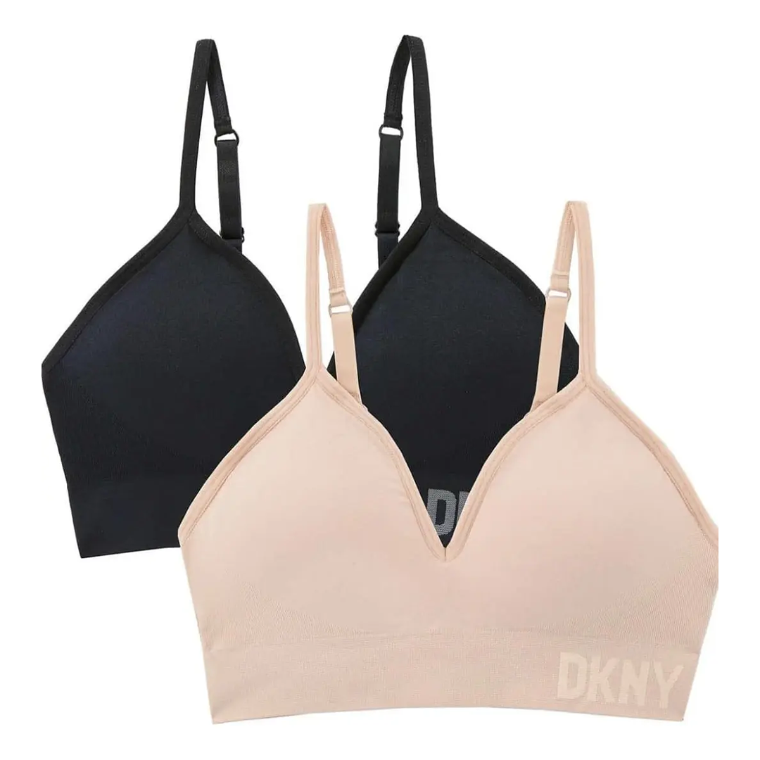 2 pack brassier DKNY Seamless Bra II Negro/Marfil para Mujer