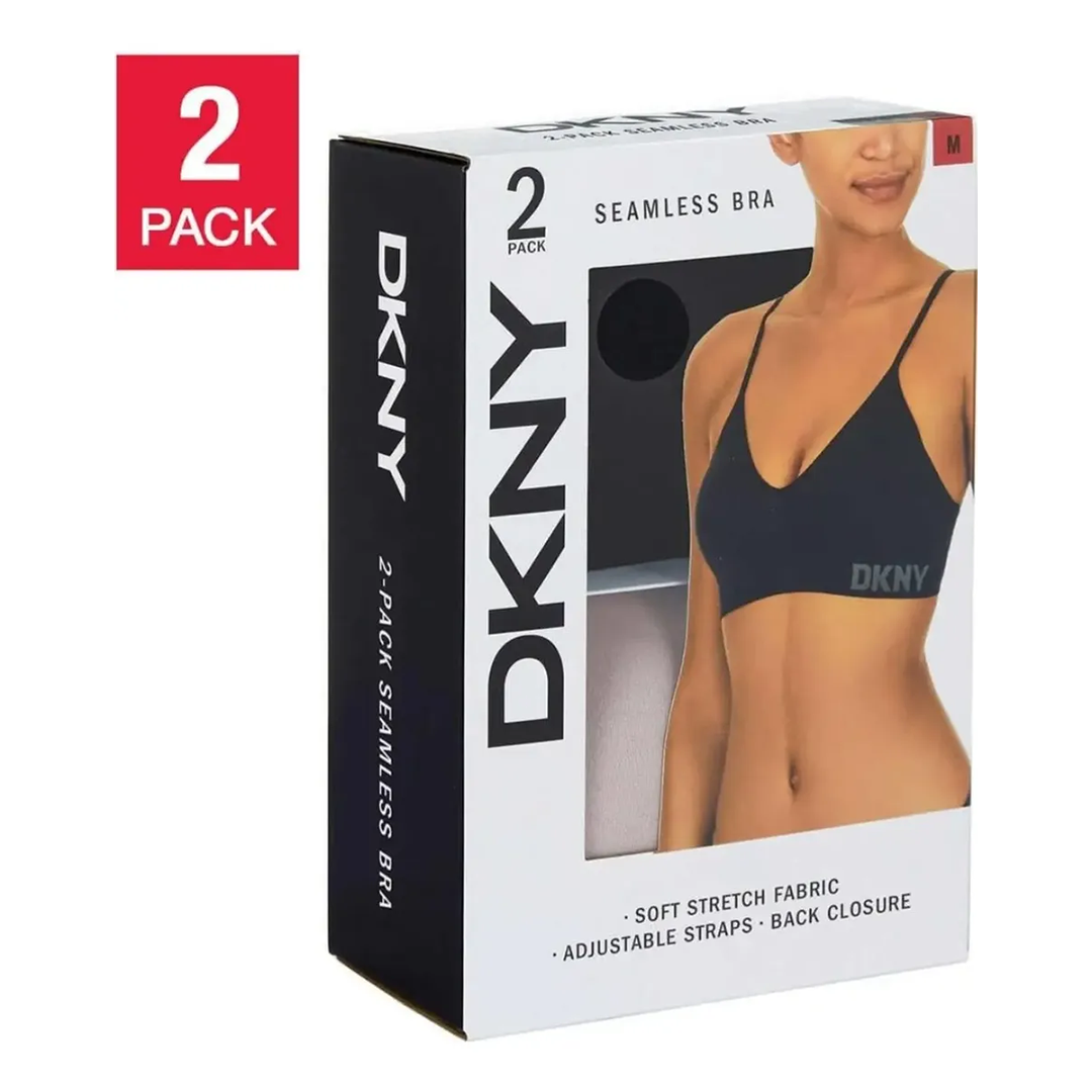 2 pack brassier DKNY Seamless Bra II Negro/Marfil para Mujer