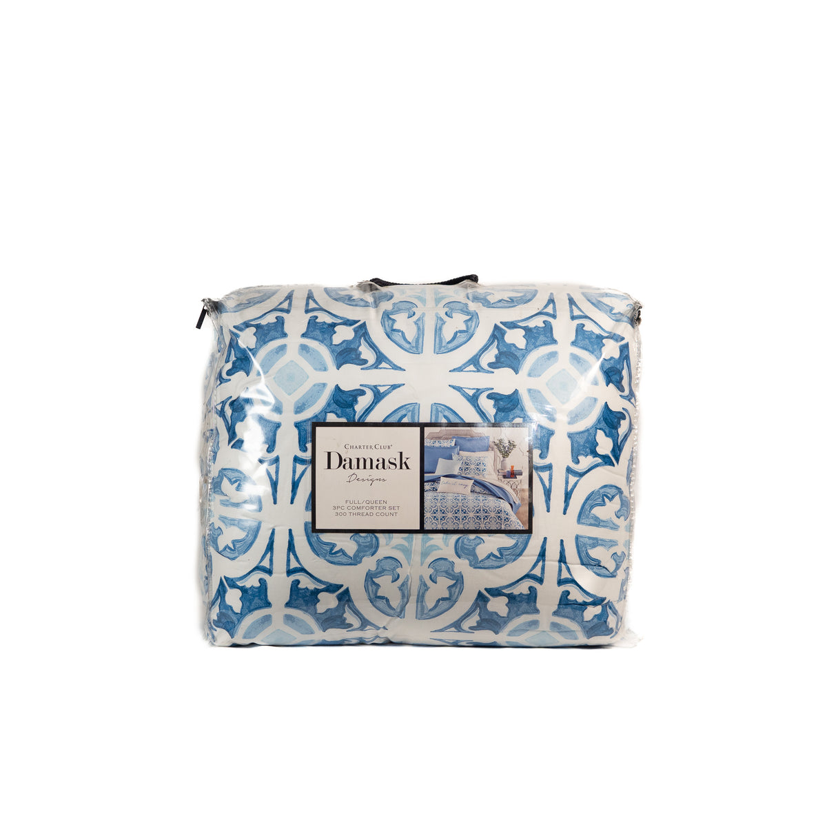 Juego de colchas Queen 4 pzs Charter Club Damask Collection Blanco/ Azul