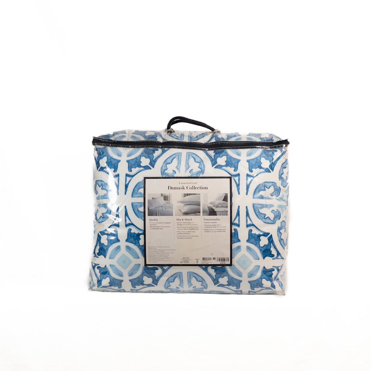 Juego de colchas Queen 4 pzs Charter Club Damask Collection Blanco/ Azul