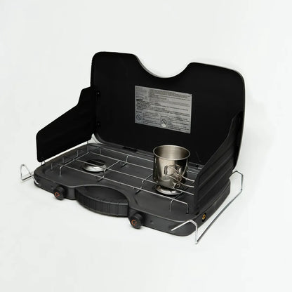 Estufa de campamento 2 quemadores Ozark Trail Top Rack Negro