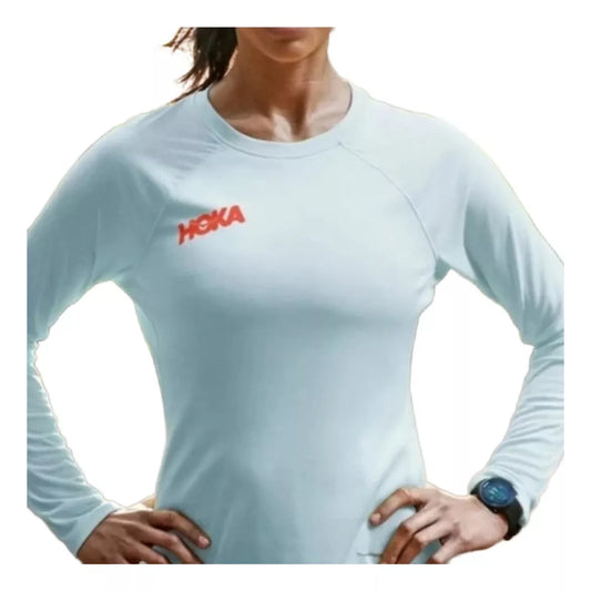 Playera 3/4 HOKA Performance Verde agua para Mujer