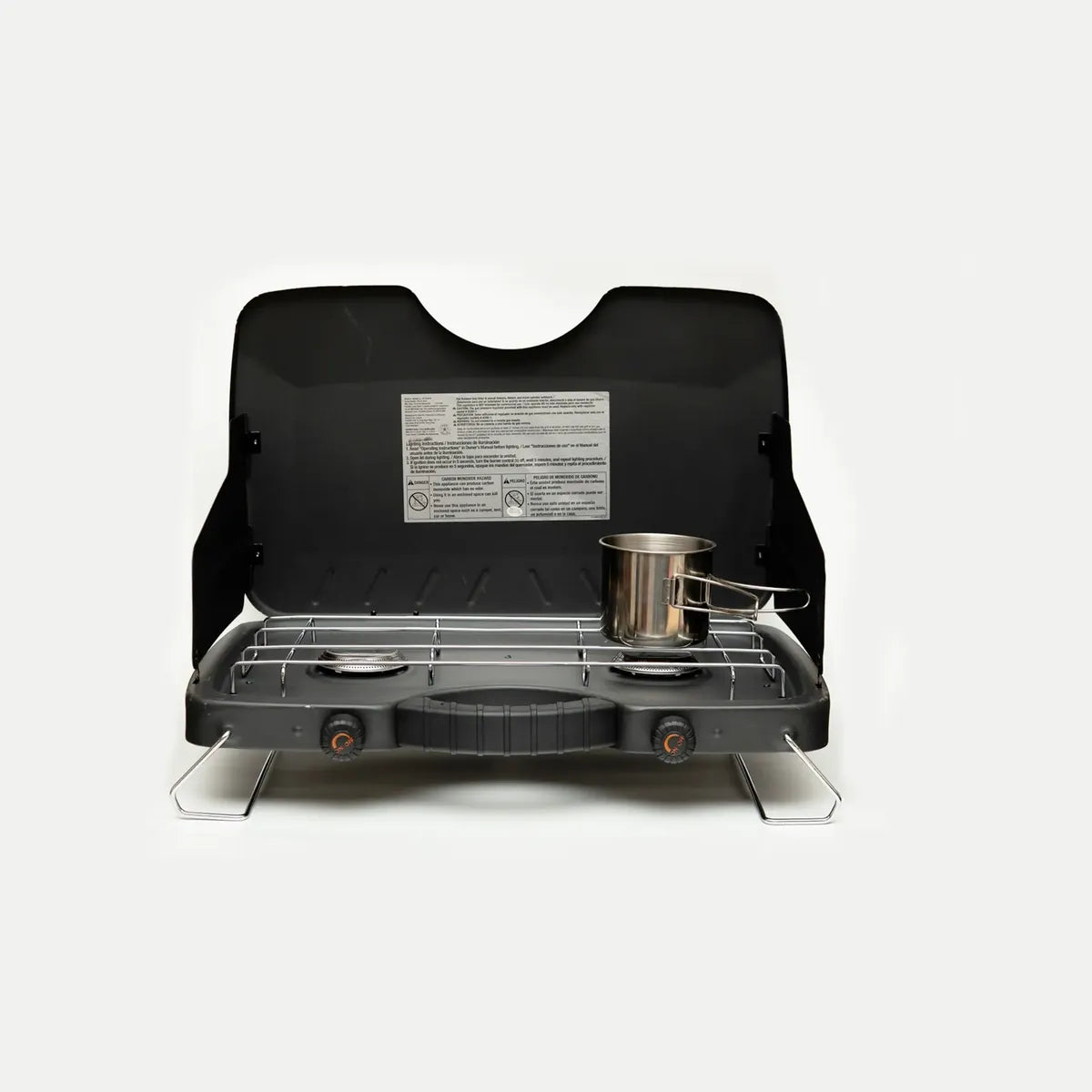 Estufa de campamento 2 quemadores Ozark Trail Top Rack Negro