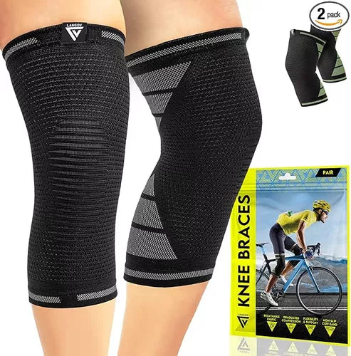Rodilleras de compresion Langov Knee Braces Pair Support Negro