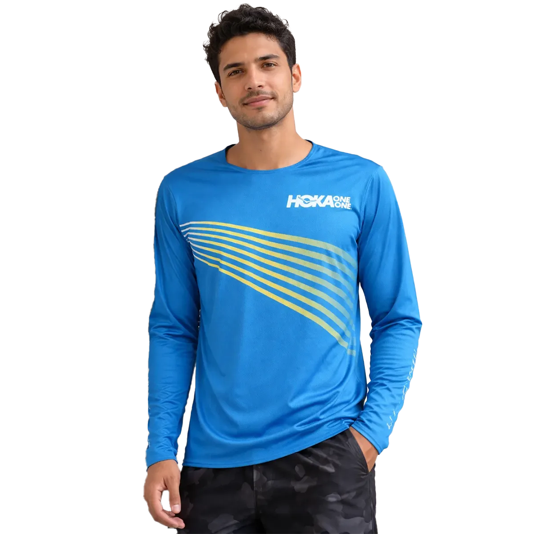 Playera manga larga HOKA Tech SS Cyan para Hombre