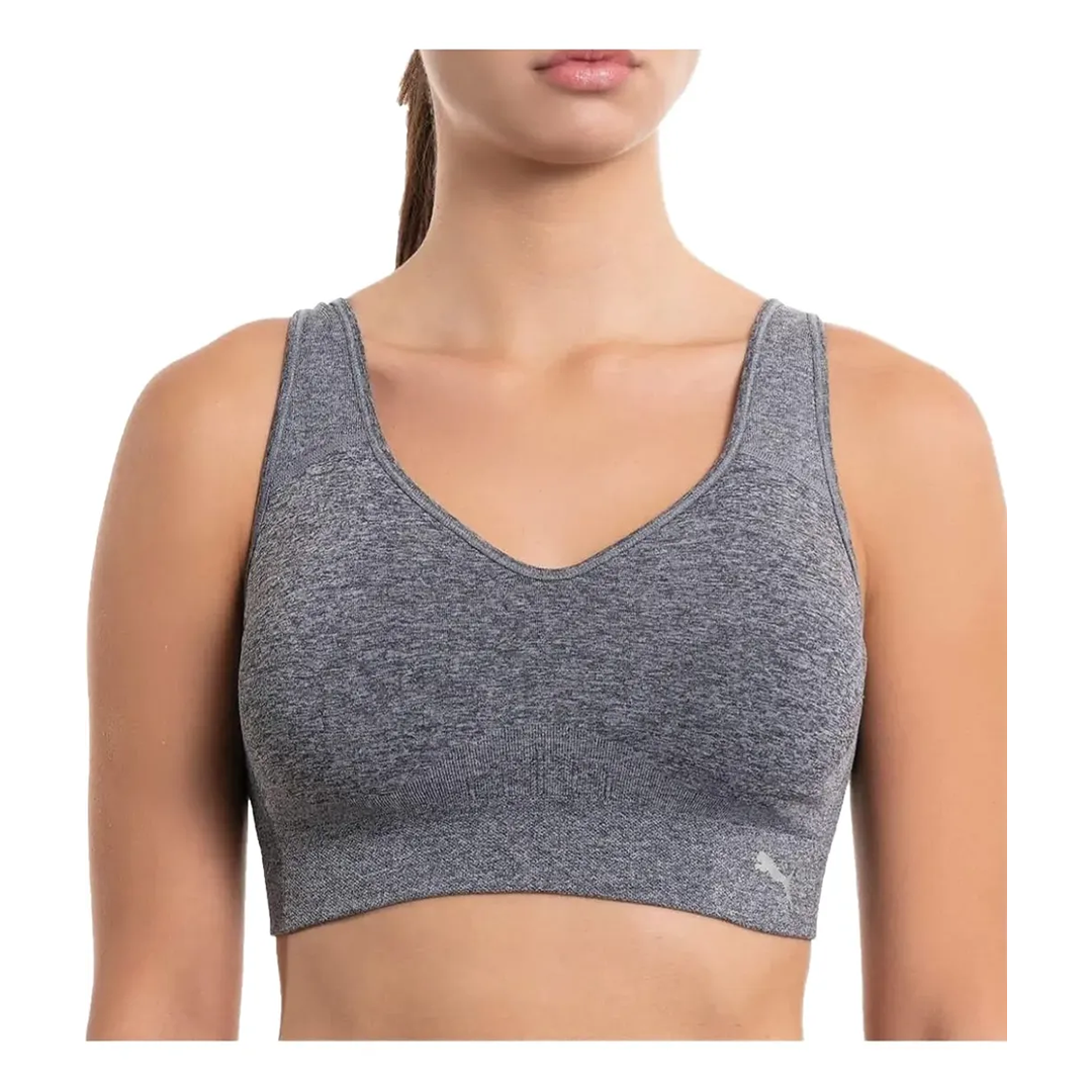 2 pack Sport Bra Puma Seamless DryCell Gris/Negro Logo N para Mujer